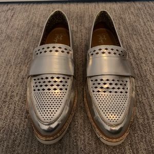 Silver chunky platform loafer
